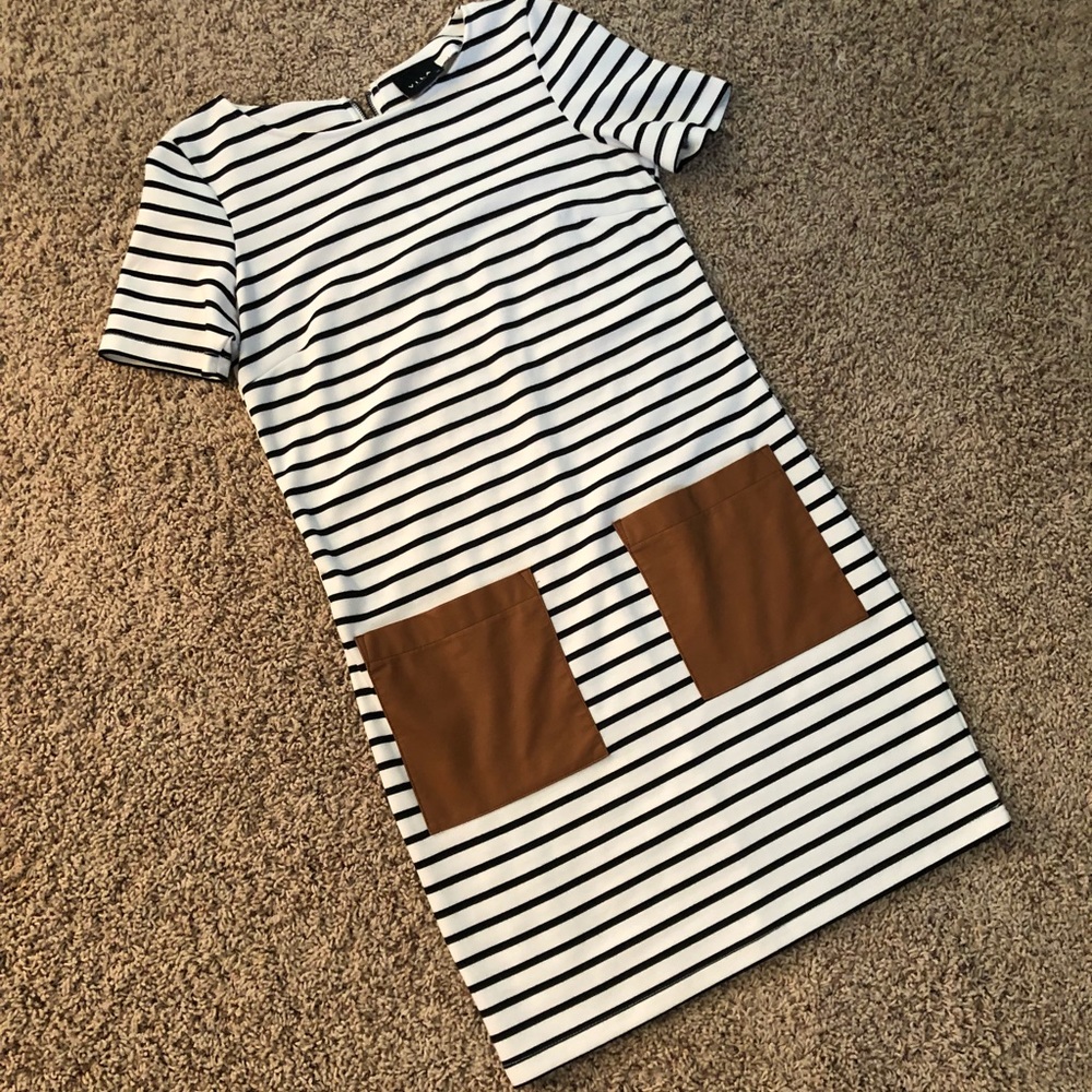 ASOS striped T-shirt dress with leather pockets